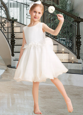 Marin A-Line Knee-length Flower Girl Dress - Organza Sleeveless Scoop Neck UKP0015938