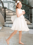 Marin A-Line Knee-length Flower Girl Dress - Organza Sleeveless Scoop Neck UKP0015938