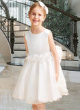 Marin A-Line Knee-length Flower Girl Dress - Organza Sleeveless Scoop Neck UKP0015938