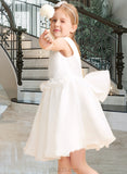 Marin A-Line Knee-length Flower Girl Dress - Organza Sleeveless Scoop Neck UKP0015938