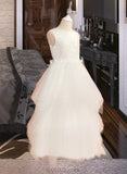 Sophia Ball-Gown/Princess Ankle-length Flower Girl Dress - Satin/Tulle Sleeveless Scoop Neck With Lace/Beading UKP0015955