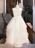 Sophia Ball-Gown/Princess Ankle-length Flower Girl Dress - Satin/Tulle Sleeveless Scoop Neck With Lace/Beading UKP0015955