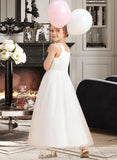 Linda Ball Gown Ankle-length Flower Girl Dress - Satin/Tulle Sleeveless Square Neckline UKP0015956