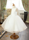 Araceli Ball Gown Knee-length Flower Girl Dress - Satin/Tulle Sleeveless Scoop Neck UKP0015958