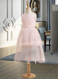 Aria A-Line Knee-length Flower Girl Dress - Satin/Tulle Sleeveless Scoop Neck With Lace UKP0015965