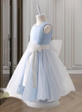 Izabelle A-Line Knee-length Flower Girl Dress - Organza Sleeveless Scoop Neck With Beading/Flower(s)/Bow(s) UKP0015973