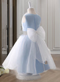 Izabelle A-Line Knee-length Flower Girl Dress - Organza Sleeveless Scoop Neck With Beading/Flower(s)/Bow(s) UKP0015973