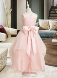 Camryn Ball-Gown/Princess Ankle-length Flower Girl Dress - Organza/Lace Sleeveless Scoop Neck With Beading/Bow(s) UKP0015976