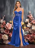 Nellie Trumpet/Mermaid Sweetheart Sweep Train Stretch Satin Prom Dresses JLP0025836