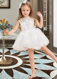 Louise Ball-Gown/Princess Knee-length Flower Girl Dress - Tulle Sleeveless Scoop Neck With Beading/Appliques UKP0016001