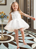 Louise Ball-Gown/Princess Knee-length Flower Girl Dress - Tulle Sleeveless Scoop Neck With Beading/Appliques UKP0016001