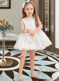 Louise Ball-Gown/Princess Knee-length Flower Girl Dress - Tulle Sleeveless Scoop Neck With Beading/Appliques UKP0016001