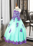 Savanna Ball-Gown/Princess Floor-length Flower Girl Dress - Tulle Sleeveless Scoop Neck With Beading (Petticoat NOT included) UKP0016009