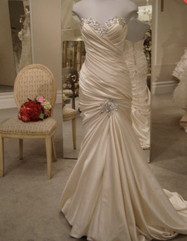 Wedding Dresses Sweetheart Taffeta With Ruffles And Beads Chapel Train