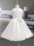 Reyna A-Line Knee-length Flower Girl Dress - Satin/Tulle Sleeveless Scoop Neck With Lace/Flower(s)/Bow(s) UKP0016040