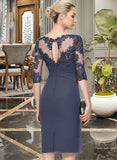 Isis Sheath/Column Scoop Neck Knee-Length Chiffon Lace Cocktail Dress UKP0016054