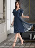 Desiree A-line V-Neck Knee-Length Chiffon Cocktail Dress UKP0016067