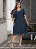 Desiree A-line V-Neck Knee-Length Chiffon Cocktail Dress UKP0016067