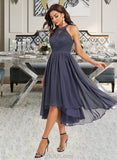 Aisha A-Line Scoop Neck Asymmetrical Chiffon Cocktail Dress UKP0016085