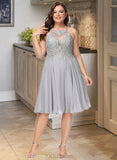 Aileen A-Line Scoop Neck Knee-Length Chiffon Lace Cocktail Dress With Sequins UKP0016093