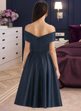 Nathalia A-Line Off-the-Shoulder Knee-Length Satin Cocktail Dress With Pockets UKP0016095