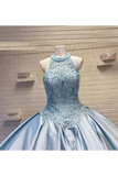 Halter Neckline Rhinestone And Crystal Beaded Quincea鐢禍ra Dress Satin Ball Gown Prom SJSPZQM9EC2