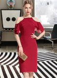 Marely Sheath/Column Square Neckline Knee-Length Chiffon Cocktail Dress With Cascading Ruffles UKP0016102