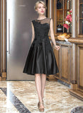 Marilyn A-Line Scoop Neck Knee-Length Satin Tulle Lace Cocktail Dress With Beading Sequins UKP0016112