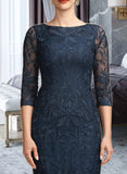 Jazlene Sheath/Column Scoop Neck Knee-Length Chiffon Lace Cocktail Dress UKP0016114