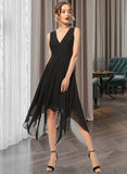 Reese A-line V-Neck Asymmetrical Chiffon Cocktail Dress UKP0016164