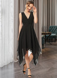 Reese A-line V-Neck Asymmetrical Chiffon Cocktail Dress UKP0016164