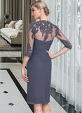 Nadine Sheath/Column Sweetheart Knee-Length Chiffon Cocktail Dress With Ruffle Beading Appliques Lace Sequins UKP0016171