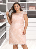 Hortensia Sheath/Column Scoop Neck Knee-Length Lace Cocktail Dress UKP0016174