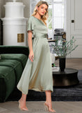 Karla A-Line Tea-Length Satin Cocktail Dress UKP0016186