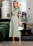 Karla A-Line Tea-Length Satin Cocktail Dress UKP0016186