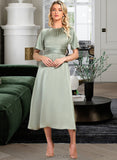 Karla A-Line Tea-Length Satin Cocktail Dress UKP0016186