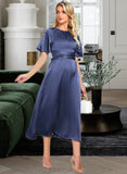 Karla A-Line Tea-Length Satin Cocktail Dress UKP0016186