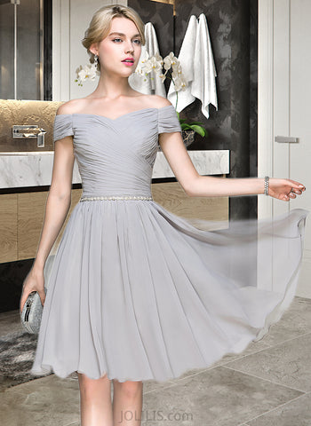 Martha A-Line Off-the-Shoulder Knee-Length Chiffon Cocktail Dress With Ruffle Beading UKP0016187