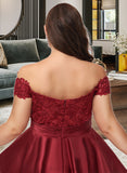 Maud A-Line Off-the-Shoulder Knee-Length Satin Cocktail Dress With Lace Sequins UKP0016196