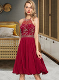 Jaylyn A-line Halter Knee-Length Chiffon Cocktail Dress With Beading Sequins UKP0016240