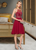 Jaylyn A-line Halter Knee-Length Chiffon Cocktail Dress With Beading Sequins UKP0016240