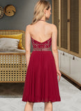 Jaylyn A-line Halter Knee-Length Chiffon Cocktail Dress With Beading Sequins UKP0016240