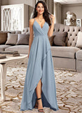 Mila A-line V-Neck Asymmetrical Chiffon Cocktail Dress UKP0016249