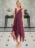 Jane A-Line V-neck Ankle-Length Chiffon Lace Cocktail Dress UKP0016254