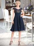 Frederica A-Line V-neck Knee-Length Chiffon Lace Cocktail Dress With Cascading Ruffles UKP0016284