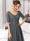 Callie A-Line V-neck Knee-Length Chiffon Lace Cocktail Dress With Beading Sequins UKP0016287