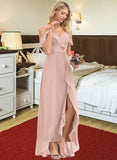 Genesis A-line V-Neck Asymmetrical Chiffon Cocktail Dress With Cascading Ruffles UKP0016293