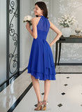 Allison A-Line Scoop Neck Asymmetrical Chiffon Cocktail Dress With Ruffle UKP0016299