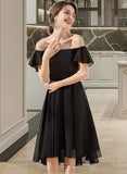 Dakota A-line Off the Shoulder Asymmetrical Chiffon Cocktail Dress With Cascading Ruffles UKP0016301