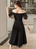 Dakota A-line Off the Shoulder Asymmetrical Chiffon Cocktail Dress With Cascading Ruffles UKP0016301